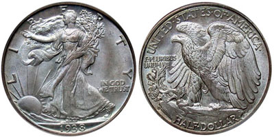 1938 Walking Liberty Half Dollar