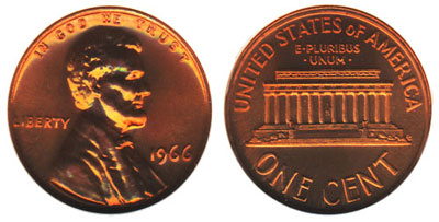 1 Cent 1998, Cent, Lincoln Memorial (1959-2008) - United States of