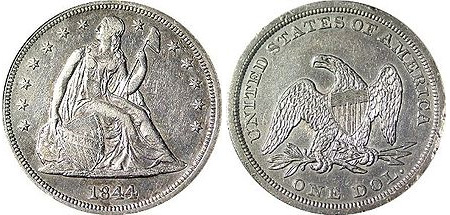 1844 Liberty Seated Dollar