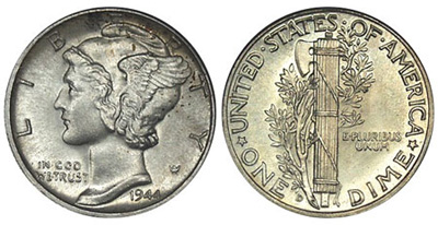 1944 Mercury Dime